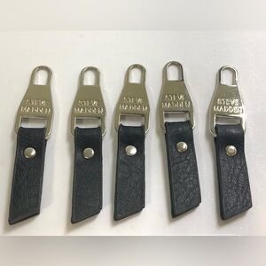 Steve Madden heavy duty luggage zipper pulls, x5, black fabric, shiny metal